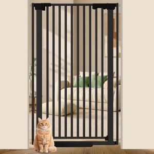 51'' Extra Tall Cat Gate Barrier for Doorways Hallways, Pressure Mounted Pet Dog Gates Ajustable Auto Close, Cat Fence Indoor Climb Proof 30-33'' Wide (Black)