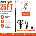 Kyxeuo Telescoping Light Bulb Changer for High Ceilings 26FT Reach, 5-20FT Pole,Tall Ceiling Light Bulb Changer with Baskets & Suction Cup Extended Pole Light Bulb Changer for Recessed Lights