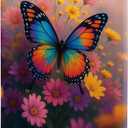 ANNA QUEEN Vibrant Butterfly Luggage Cover, Colorful Floral Design with Rainbow Butterfly, Stretchable, Washable Travel Sleeve for 20-34 Inch Luggage (#16)