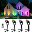 4 Pack RGB Landscape 12W Spotlights for Outdoor & Indoor Decoration Waterproof 120V Wired Color Changing Spot Light with Remote for Lighting Garden Tree, Potted Flowers, Cabinet Display, Artwork