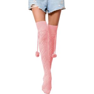 Sexybody Women's Thigh High Socks Over the Knee Knit Socks, Winter Leg Warmers Stockings Knee High Tube Arctic Fleece (Pink)