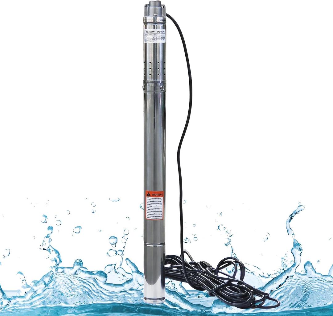 Doppy Deep Well Submersible Pump, 0.5HP/220V/60Hz,164 Ft Head/4.4gpm,with 49 ft Electric Cord Stainless Steel Water Pump,1/2" Outlet Water Pump, for Irrigation,Farms,Industrial,Home