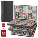 iPLYGAM Switch Game Case for Nintendo Switch 2/Switch/OLED/Lite with 120 Slots and 240 Memory Micro SD Card Storage, Portable Travel Switch Game Holder Organizer, Game Card Protective Festival Gift (Square Stripes Black)