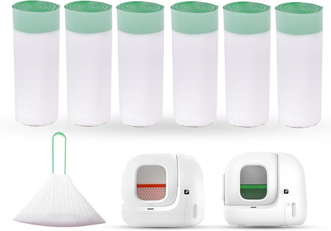 120 Count (6 Rolls) Replacement Trash Bags Compatible with PETKIT PuraMax Automatic SelfCleaning Litter Box, Durable Drawstring Litter Box Trash Bags, Durable Leakproof  19.69" * 16.14"