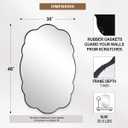 ANDY STAR Matte Black Wavy Scalloped Wall Mirror -30x48 Inch Large Wavy Oval Bathroom Mirror, Living Room & Entryway, Anti Rust Stainless Steel MetalWall Mount Horizontal or Vertical