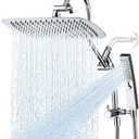 G-Promise All Metal 12 Inch Shower Head with Massage Mode Handheld, Rain Shower Head with Handheld Spray Combo, 3-Way Diverter with Pause Setting, 13 Inch Adjustable Extension Arm (Polished Chrome)