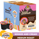Crazy Cups Flavored Coffee Pods, Berries & Cream, Single Serve Keurig K Cups Machines, Hot or Iced & Medium Roast Coffee in Recyclable Pods, 22 Count (Pack of 1)