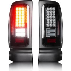 Tresound LED Tail Light for Dodge Ram 1500 1994-2001, Dodge Ram 2500 3500 1994-2002, 55055264AC 55055265AC, Rear Taillight Assembly (Chrome Housing Smoked Lens)