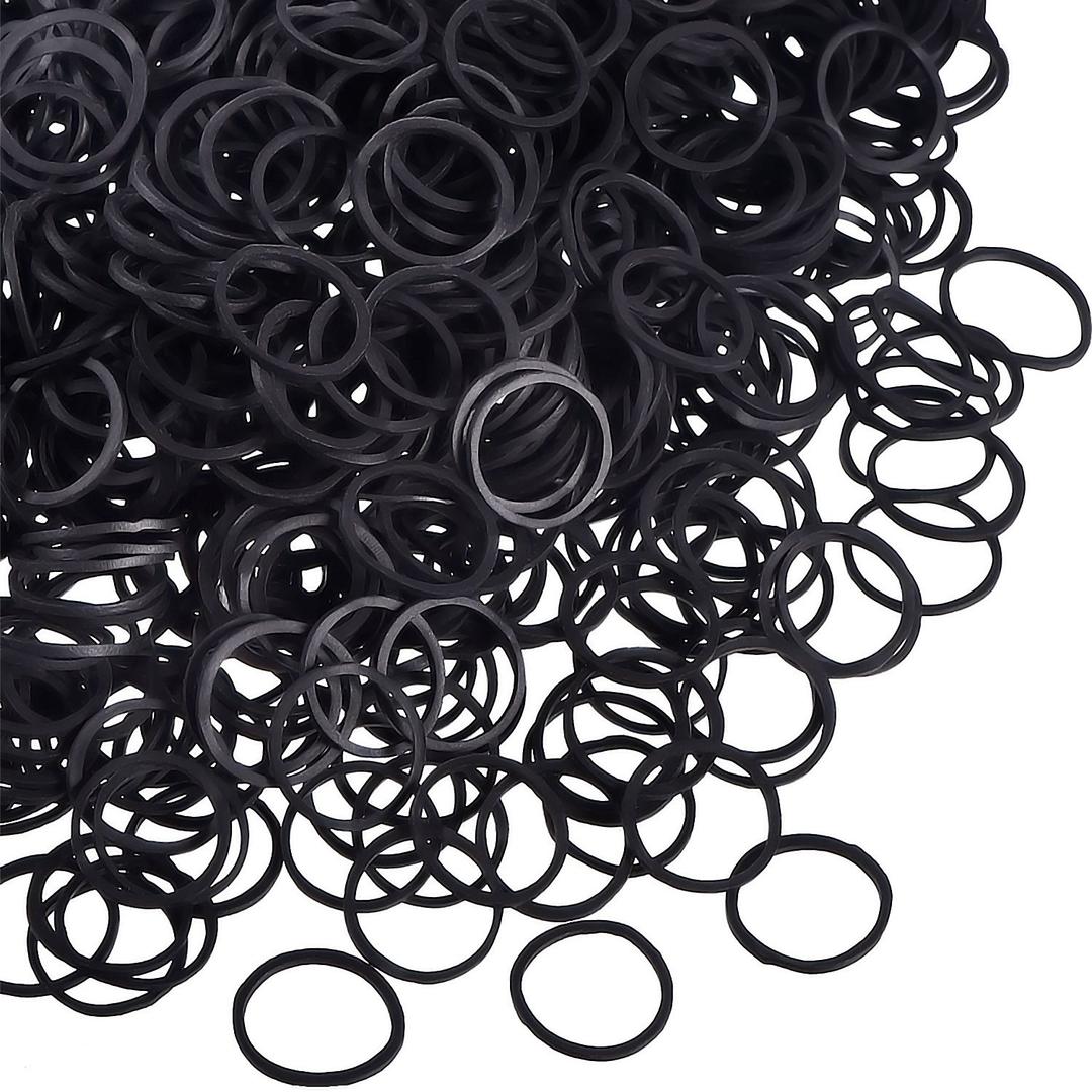 Hicarer 1000 pcs Mini Rubber Hair Bands 1/2" Soft Elastic Bands for Woman Hair Braids Ponytails & Beards Small Dreadlocks, Wedding Hairstyle and More(1.5 cm, Black)