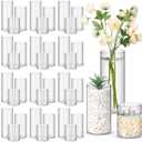 Nuogo 36 Pcs Plastic Cylinder Vases Tall Clear Flower Vases for Centerpieces Hurricane Candle Holder for Home Wedding Office Party Formal Dinners Decorations (4''/6''/8'')