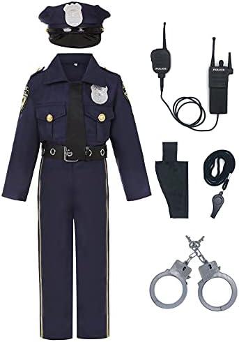 Viyorshop Kids Police Officer Costume Deluxe Cop Set for Halloween Cosplay Dress Up XS