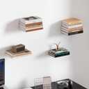 STORAGE MANIAC Floating Book Shelves for Wall Mounted Invisible Floating Bookshelves Heavy-Duty Steel Hidden Bookshelf Hanging Bookshelves for Bedroom Living Room Office, White 4-Pack