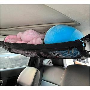 Car Ceiling Cargo Net,Double Layer Large Capacity Overhead Cargo Net for Car with Zip Seals,Road Trip Essentials Truck Organizer on Truck SUV Roof