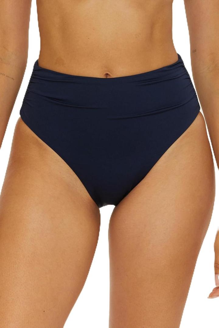 Trina Monaco High Waisted Bikini Bottom, Cheeky Coverage, Swimwear Separates for Women (8, Ink)