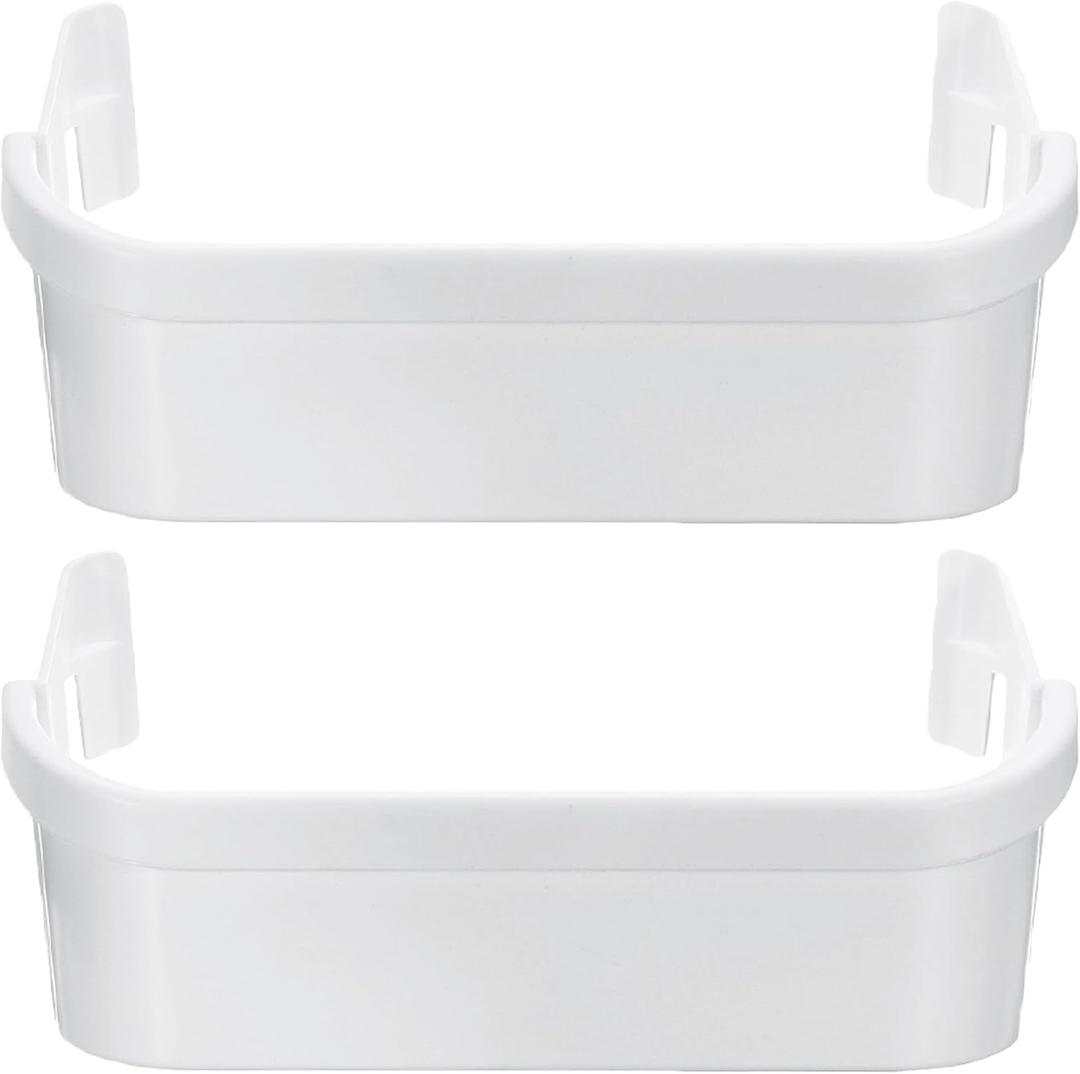 PartsBroz 240351601 Freezer Door Shelf Bin (2-Pack) for Frigidaire Freezer Door Shelf Replacement, Kenmore, Westinghouse Refrigerator Freezer White Bottom Lower Side Shelves AP2115974 PS430027