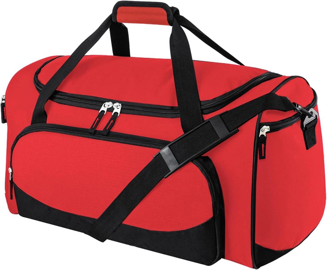 Gym Duffle Bag for Women - 55L Red Large Duffel Bags for Sports, Workout, Traveling, Durable Heavy Duty Duffel Gear Bag