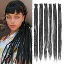 Dreadlock Extensions Clip in,24 Inch 6 Clips(24strands) Soft Black Clips in DreadsHandmade Braid Dreadlocks Hair Extensions for Women/Girls/Men Synthetic Hair Extension(24",1B#)
