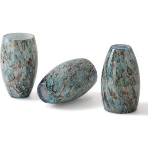 Fixture Replacement Globe Shade,Lampshade for E26 Base 1-5/8 Inch Fitter, Color Art Glass Oval Lampshade Cover for Pendant Kitchen Wall Sconce Chandelier Vanity Light (3, Agate Blue)