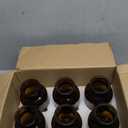 Set of 6 Amber Bud Vases, Small Glass Vases, Vintage Medicine Bottles Apothecary Jars with Brush, Flower Vases for Home Decor, Wedding Centerpieces