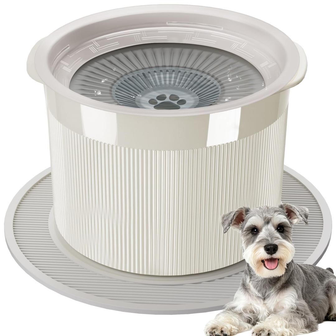 UPSKYPET No Spill Ceramic Dog Water Bowl, Large Capacity Slow Drinking Bowl with Floating Disk & Filter, Heavy Duty Anti-Slip Bowl for Small to Medium Dogs, Cats & Multi-Pet Homes Indoor