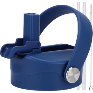 Straw Lid Sport Water Bottle Wide Mouth, Flex Straw Lid Compatible with Hydroflask 12 16 18 20 32 40 64 oz, Replacement Lids and Water Bottle Lid Accessories (Blue)