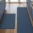 DEXI Kitchen Floor Mats Cushioned Anti Fatigue,17x29+17x59, Standing Runner Rug Waterproof, Comfort Memory Foam Padded for Front Sink Laundry Set of 2, Navy