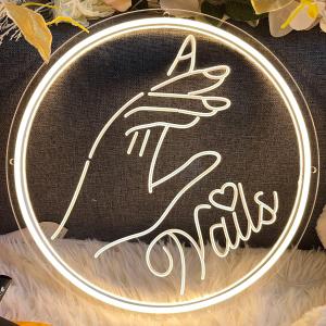 NAILS Neon Sign For Spa Beauty Room Nail Brows Lashed Salon Studio 3D Art Carving Design LED Wall Decor Business Stores Logo Barber Shop Word Indoor Custom Neon Light 5V USB Powered Warm White 30×30cm