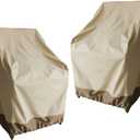 Outdoor High Back Chair Cover, Heavy Duty Waterproof Patio Swivel Chair Covers - Fade Resistant Patio Standard Dining Chair Cover 2 Pack - 26W x 28D x 37.5H inch Beige & Brown