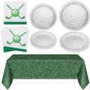 durony 73 Pieces Golf Party Supplies Include Golf Plates and Napkins Green Grass Field Plastic Tablecloth Golf Disposable Tableware Set for Sports Theme Party Supplies Birthday Serve 24 Guests