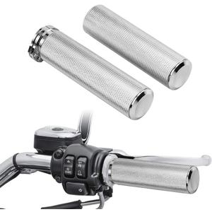 Motorcycle Handlebar Grips for 1" 25mm Hand Grips Aluminum Universal Fit for Harley Touring Dyna Softail Sportster XL 883 1200 (Chrome)