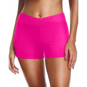 Yonique Womens Swim Shorts Bathing Suits Bottoms Swimsuit Bottoms (Medium, Hot Pink)