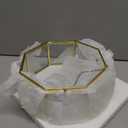 Glass Vintage Jewelry Box, Octagon Gold Display Organizer, Vanity Lidded Home Decor Accent for Storage Trinket Rings Bracelet - Big