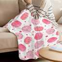 Fall Blanket Cute Pink Pumpkin Polka Dot Autumn Throw Blankets Elegant Fall Throws for Kids Adults Soft Warm Cozy Flannel for Sofa Bedding Thanksgiving Gifts Harvest Decorations 40x50 in
