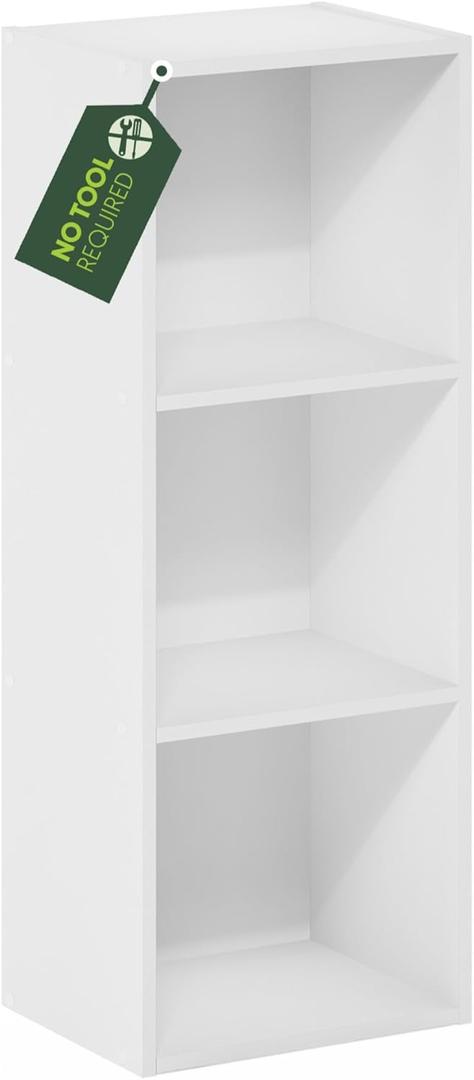 Furinno Pasir 3-Tier No Tool Assembly Open Shelf Bookcase, White