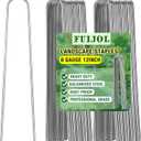 8 Gauge Landscape Staples, FUIJOL 12 Inch Heavy Duty U-Shaped Landscape Stakes, 25 Pack Galvanized Garden Staples for Weed Barrier Stakes, Ground Cover, Irrigation Tubing, Fence (25)