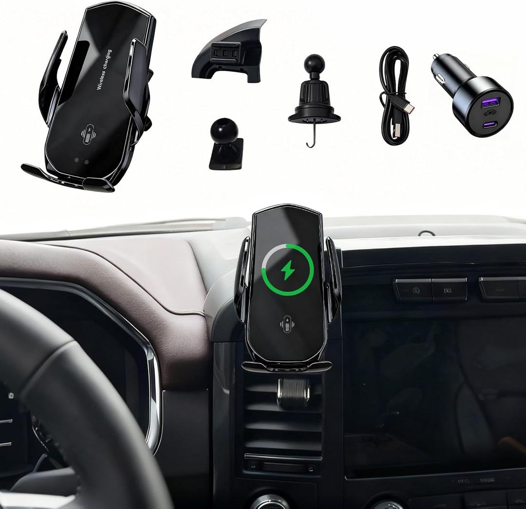 Car Phone Holder for Ford F-150 20212023, 15W Fast Wireless Charging Auto-Clamping Vent Phone Mount, 360 Adjustable Wireless Charging Cradle, Ford F-150 Accessories
