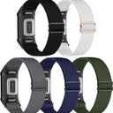 5 Pack Stretchy Watch Bands Compatible with Fitbit Charge 6 Bands/Fitbit Charge 5, Loop Nylon Elastic Fabric Strap for Fitbit Charge 5/6 Women Men