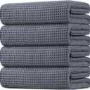 Pack of 2 HOMEXCEL White Waffle Bath Towels , Premium Microfiber Bathroom Towels, Ultra Soft, Lightweight, Highly Absorbent and Quick Dry Towel for Bathroom, Gym, Shower, Hotel, and Spa, 27 x 54 Inch, Grey 