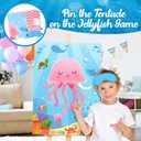 Pin The Tentacle On The Jellyfish Game Under The Sea Themed Poster with 24 Stickers Blindfolds Fun Ocean Animal Entertaining Classroom Activity for Kids Birthday Party Decorations Supplies Wall Decor