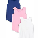 Amazon Essentials Girls' Tank Top, Pack of 3, Blue/ Pink/ Bright White, Medium