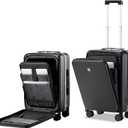 Hanke Grace Hard Shell Suitcases with Wheels,20 Inch Carry On Luggage Airline Approved with Aluminum Frame, Travel suitcase with Front Pocket Travel Luggage for Short Business Trips, Jet Black. (20 Inch Middle no opening)