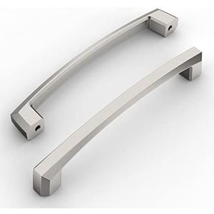 Amerdeco 6 Pack Brushed Satin Nickel Cabinet Pulls, 5 Inch(128MM) Hole Centers, Kitchen Cabinet Handles, Drawer Pulls, ZH0032
