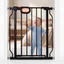 Small Narrow Baby Gate for Stairs 23.8-28.3 Inch Wide Narrow Dog gate No Drilling with Walk-Through Door,Black
