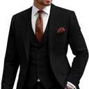 3 Piece Suit for Men Mens Suit 3 Piece Suits Men Slim Fit Single Breasted Two Button Peak Lapel Blazer Vest Pants Set (X-Large, Black)