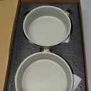 SPUNKYJUNKY Ceramic Dog and Cat Bowl with Wood Stand Non-Slip Matte Glaze Weighted Food Water Set for Cats &Small Dogs 13.5OZ (1.7 CUPS, Grey  2)