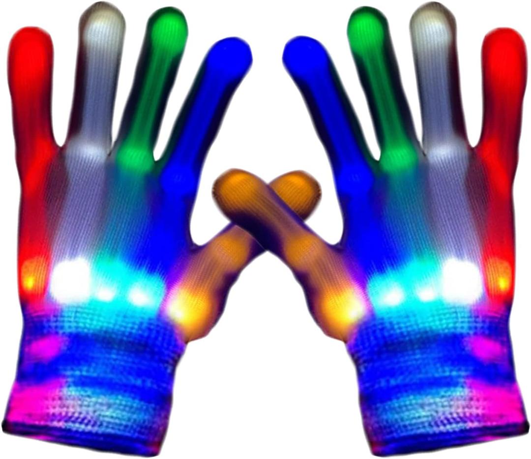 Led Gloves 5 Colors 6 Modes Light up Gloves Rave Finger Light Flashing Gloves Cool Fun Toys (Small)