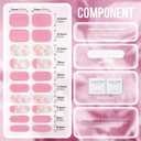 5 x Semi Cured Gel Nail Strips|Works with Any UV/LED Lamps|20 Pcs Gel Nail Stickers|Long-Lasting Two Weeks and Easy to Apply & Remove|Rose Language