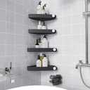 Sotfamily Plastic Shower Caddy Corner (for 90 Only), 4 Pack Adhesive Corner Shower Shelves for Smooth Wall Bathroom Organizers and Storage, Black