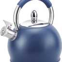 Whistling Tea Kettle for Stove Top Stainless Steel Tea Pot with Ergonomic Silicone Handle Teapot for Stovetop 3.2 Quart / 3 Liter Blue
