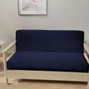 LANE LINEN Futon Covers Full Size, 100% Cotton Slipcovers, Full Size Mattress Cover for Futon Sofa Bed, Foldable Armless Sofa Cover, Zippered Couch Cover - Full, Navy Blue
